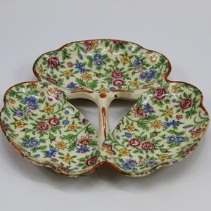 Vintage Floral Japanese Ceramic Relish Dish